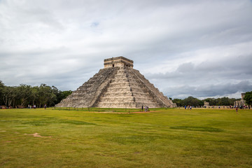 Chichen Itza, Mexico - January 12th 2014 - Local and tourists enjoying a cloudy morning in Chichen Itza near by Cancun in Mexico