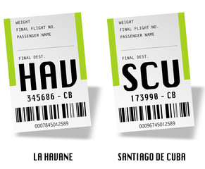 Fototapeta premium Cuba airport bag tags - HAV, SCU