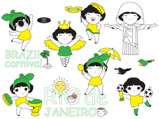 Brazil Icons Characters illustration set
