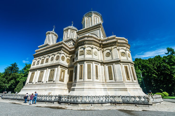 Curtea de Arges monastery, Romania. Curtea de Arges Monastery is known because of the legend of architect master Manole. It is a landmark in Wallachia, medieval Romania.