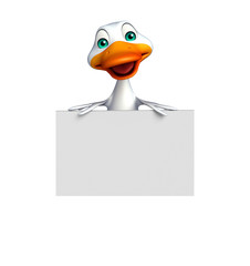 cute  Duck cartoon character with white board