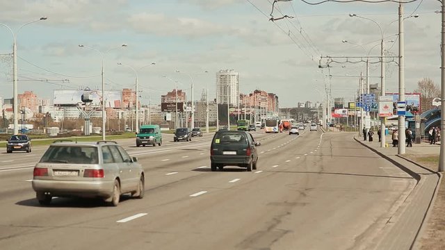 City traffic in Minsk. Belarus.