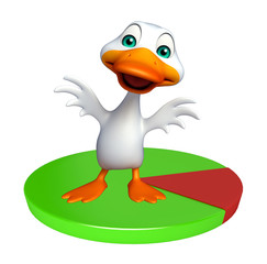 cute Duck cartoon character with circle sign