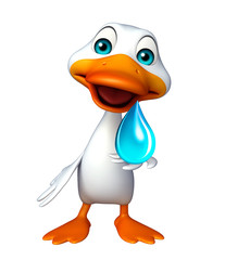 Obraz premium cute Duck cartoon character with water drop