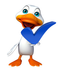 cute Duck cartoon character with right sign