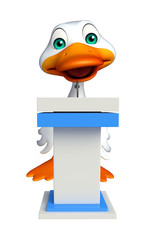 cute Duck cartoon character with speech stage