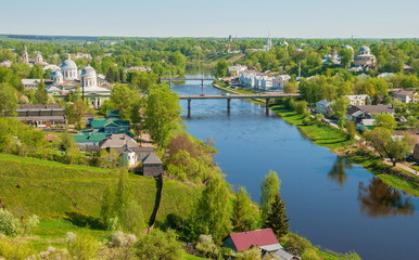 Top view of the ancient Russian city of Torzhok