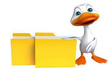 cute Duck cartoon character with folder