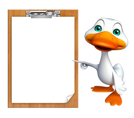 cute Duck cartoon character with exam pad