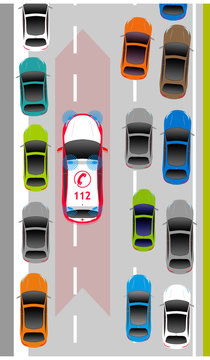 dsg2 DrivingSchoolGraphic - form a rescue lane - german Rettungsgasse freihalten - g3800