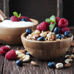 Homemade muesli with berry and nuts