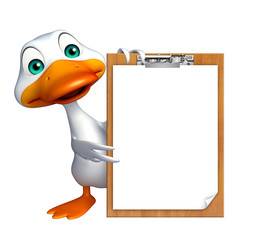 cute Duck cartoon character with exam pad