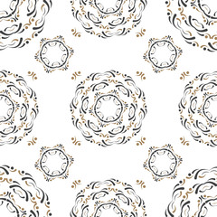 Round Ornament. Vintage decorative elements. Gold and black