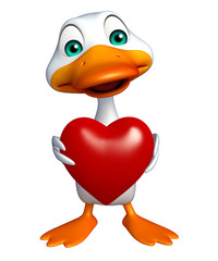 Duck cartoon character with heart