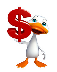 Duck cartoon character with doller sign