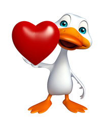 fun Duck cartoon character with heart