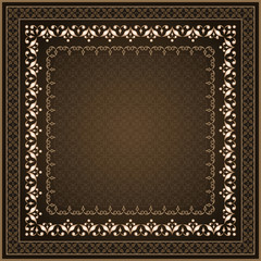 Decorative  frame golden on brown.