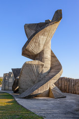 Castelo de Vide, Portugal. February 25, 2015: Monument to the Engineer Jose Custodio Nunes in the Povoas e Meadas Dam in Castelo de Vide, Portugal.
