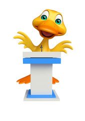 cute Duck cartoon character with speech stage