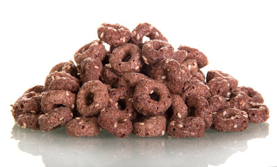 Corn rings with cocoa and sesame seeds isolated on white 
