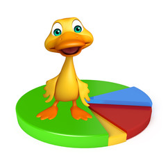 Duck cartoon character with circle sign
