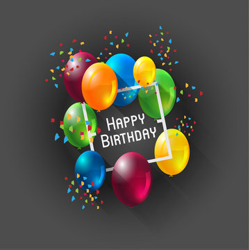 abstract celebration birthday background with colorful balloons, stripes