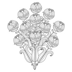 Vector decorative black and white flowers