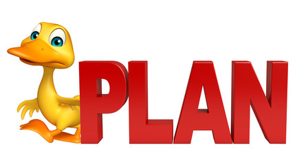 Duck cartoon character with plan