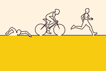 Vector illustration triathlon, flat design - obrazy, fototapety, plakaty
