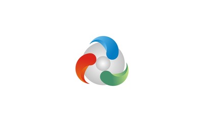 Abstract vector infinite circle ribbon logo template. 3 volume loop