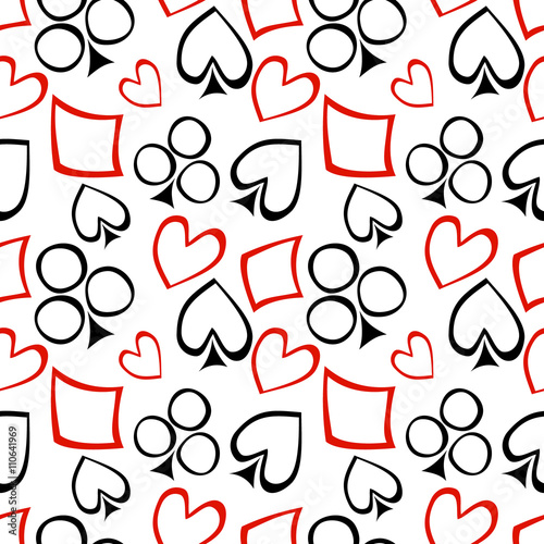 Seamless Vector Pattern With Icons Of Playings Cards Chaotic