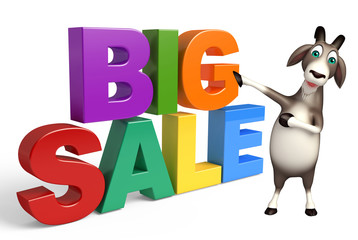 fun Goat cartoon character with big sale sign