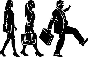 businessman and businesswoman in a row on a isolated white background