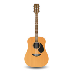 Fototapeta na wymiar Realistic wooden guitar.