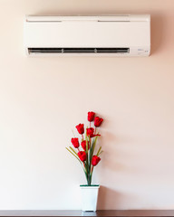 Air conditioner and flower vase with wall