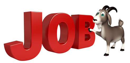 cute Goat cartoon character with job sign