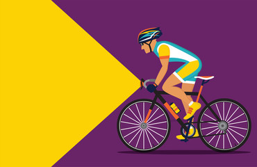 Fototapeta premium cyclist riding at night with a flashlight on