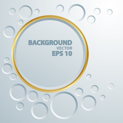 Pale grey background with circles. Place for your text in the Golden circle. Vector illustration