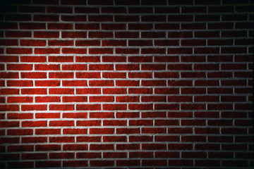 Background of red brick wall, close up