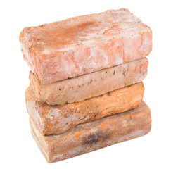 stack of old red bricks. isolated on white background