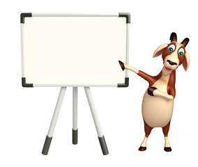 cute Goat cartoon character with white board