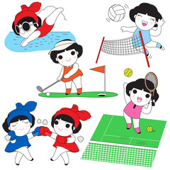 World Sports Character illustration set