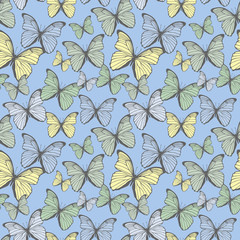 Naklejka na ściany i meble Seamless pattern with butterflies