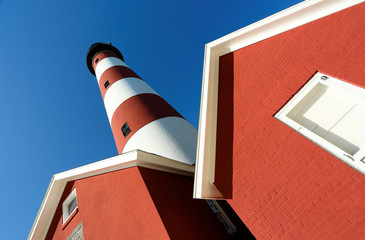 Assateague Lighthouse On a Sunny Day. Assateague Light is the 142-foot-tall lighthouse located on...