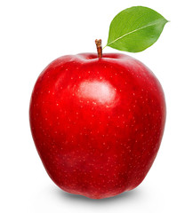 Ripe red apple isolated on a white background.
