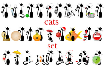 set of cats. vector. isolated