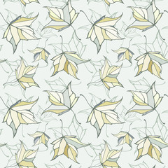 Seamless pattern with fall autumn maple leaves