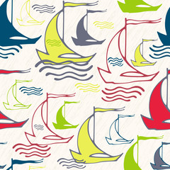 Seamless pattern with ships