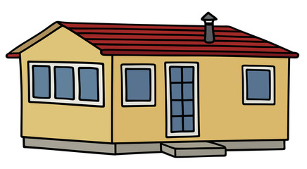 Yellow small house / Hand drawing, vector illustration