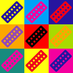 Pills sign. Pop-art style icons set